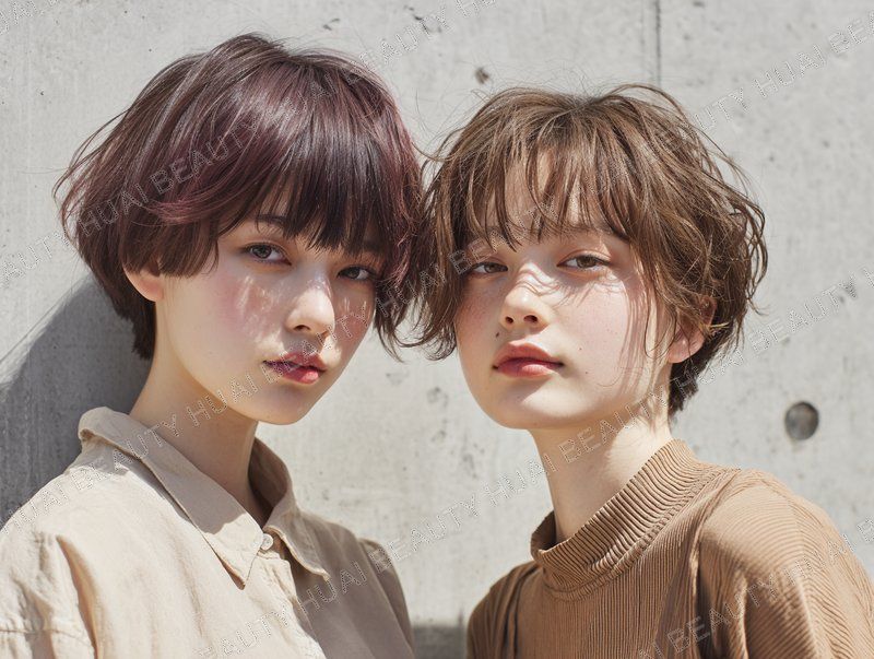 ラベンダーアッシュのマッシュショート - 横画像