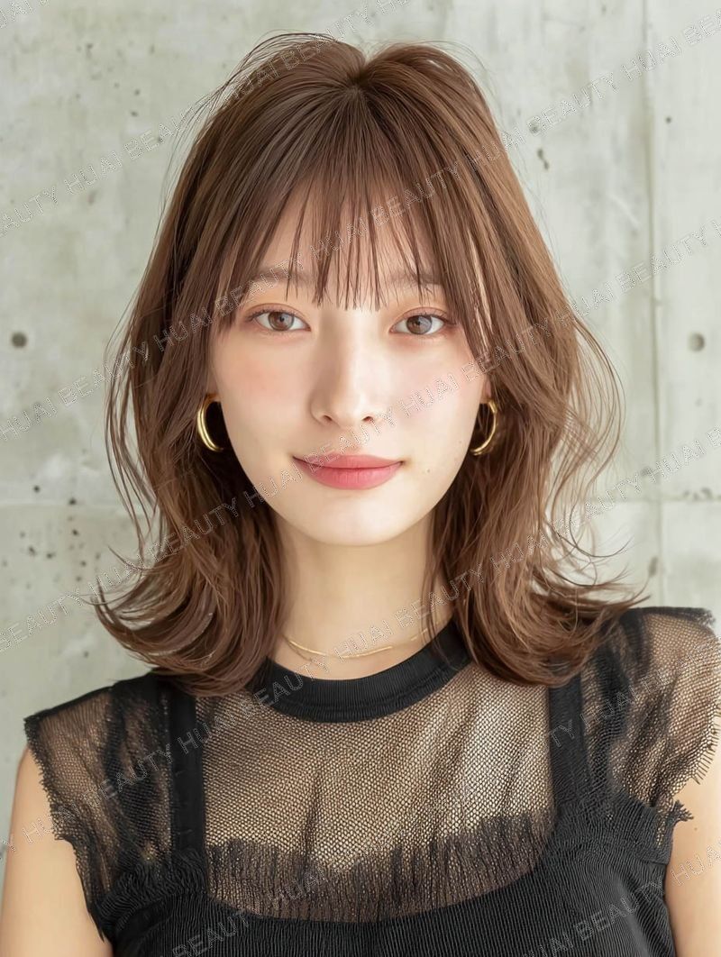 モカブラウンのくびれヘアセミロング - ロング