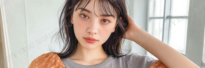 黒髪のナチュラルセミロング - ヘッダー