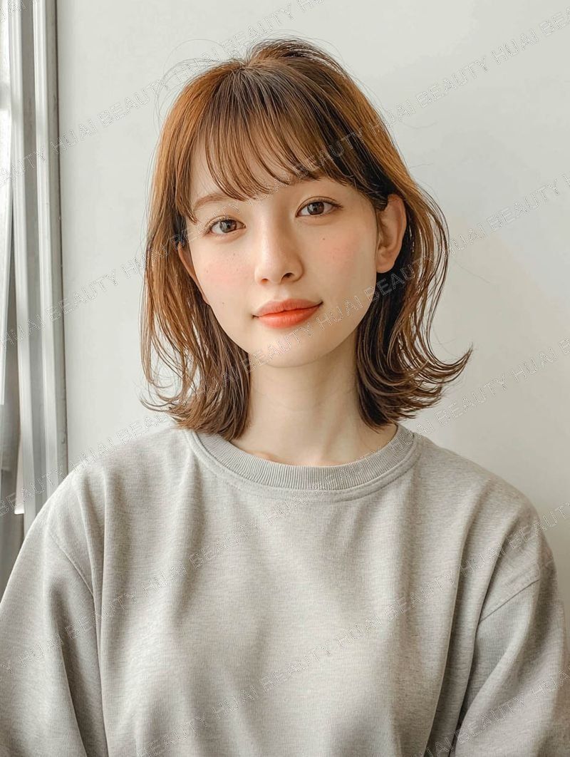 モカブラウンのゆるふわパーマボブ - ボブ