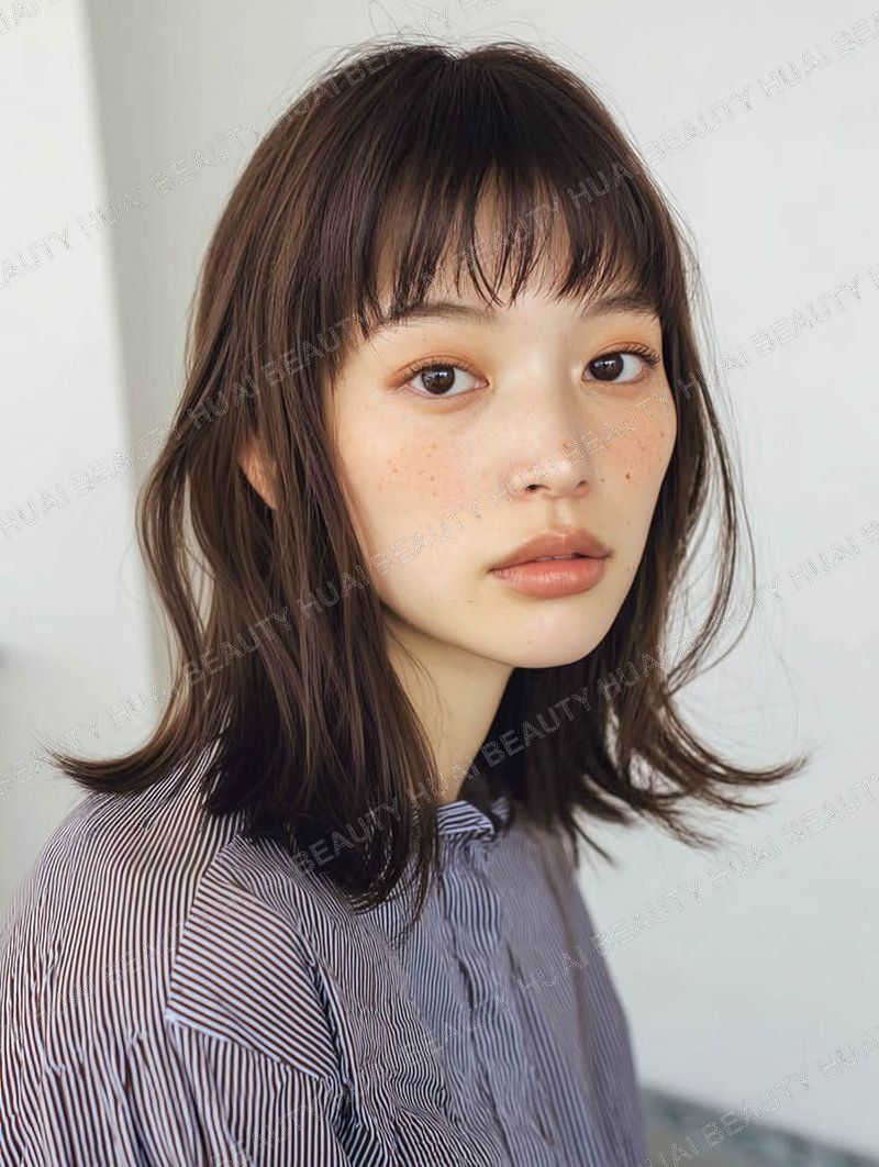 ダークブラウンのゆるふわパーマミディアム - ミディアム