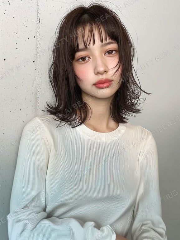 ダークブラウンのゆるふわレイヤーボブ - パーマ