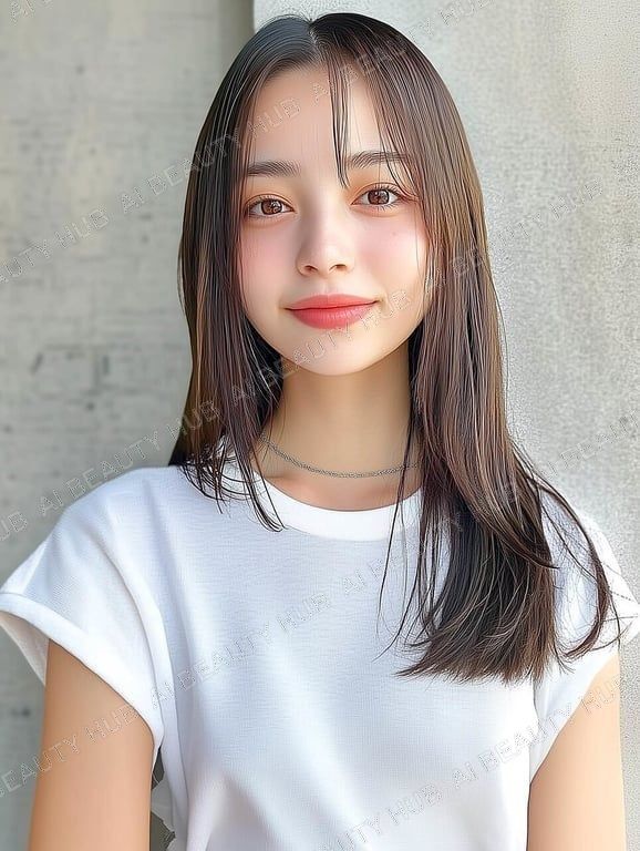 モカブラウンのストレートセミロング - ロング